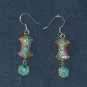Oriental Dangle Orange Cloisonne Earrings