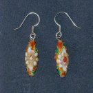 Oriental Rice shape Orange Cloisonne Earrings