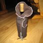 CUSTOM LEATHER WINE COZY, HAND BEADED EDGE