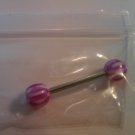 Magenta/White Tongue Ring