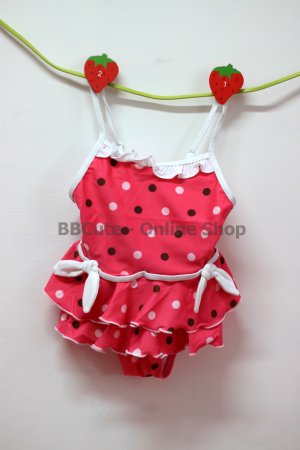 B10001 Baby Cute Pink Dot-Pattern Swimming Suit