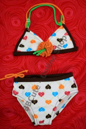 B10002 Baby Cute Heart Pattern Mini Bikini