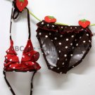 B10004 Baby Cute Red/Brown Dot Pattern with Ruffles Mini Bikini