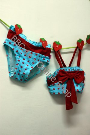 B10005 Baby Cute Blue Heart Pattern 2-Set Swimming Suit