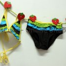 B10006 Baby Cute Green Yellow Ruffles Mini Bikini