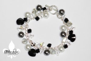 Black And White Sterling Silver Swarovski Bracelet