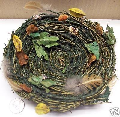 #014 - 6-inch Natural Twig Bird Nest w/Feathers Shells