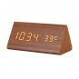 Wooden alarm clock triangle shaped Temperature Voice control Desk clock