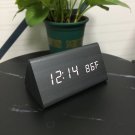 Wooden alarm clock triangle shaped LED Temperature Voice control Desk clock - Black (2020 updated)
