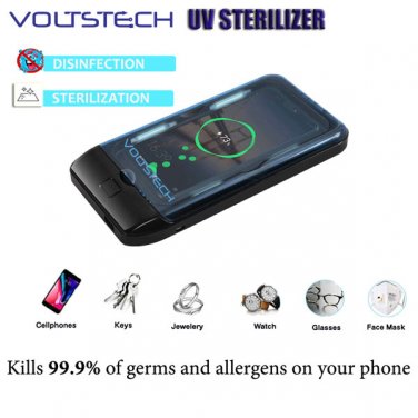 Portable Ultraviolet Phone Sterilizer Cleaner Case with Wireless Charger & USB Voltstech Charger