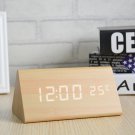 Wooden alarm clock triangle shaped Temperature Voice control Desk clock - Bamboo (2020 UPDATED)