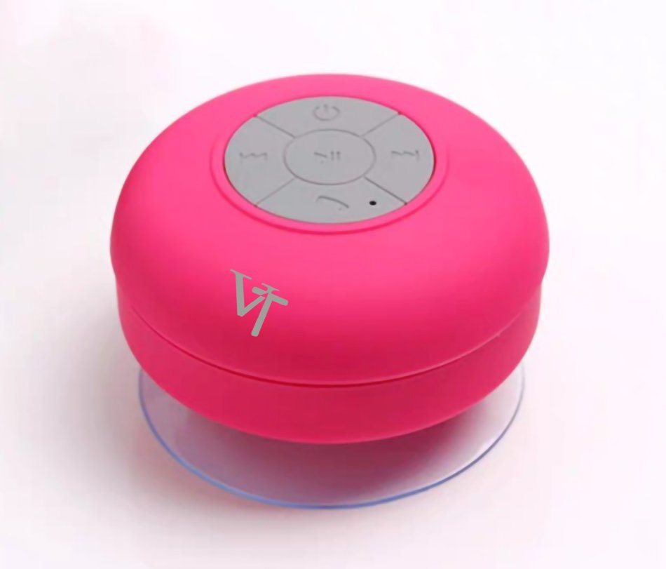 Water-Proof Bluetooth Voltstech Shower Wireless Speaker with Built-in Mic and suction cup - Pink