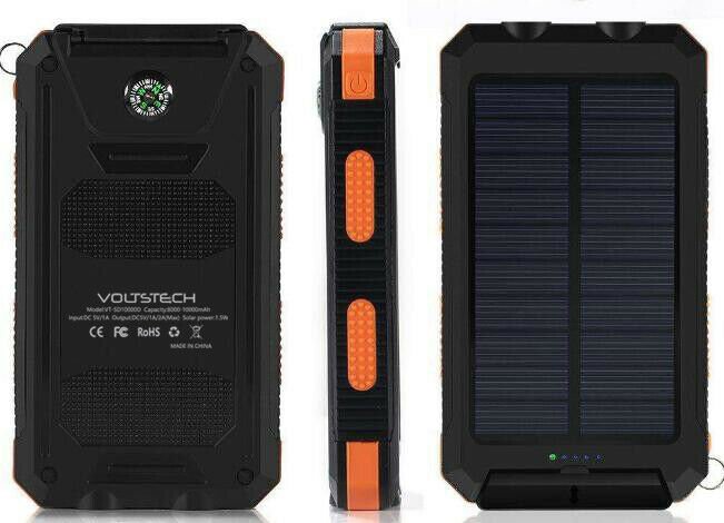 900000mAh 2021 Solar Power Bank, LED Dual USB Backup Battery Mobile Charger - US