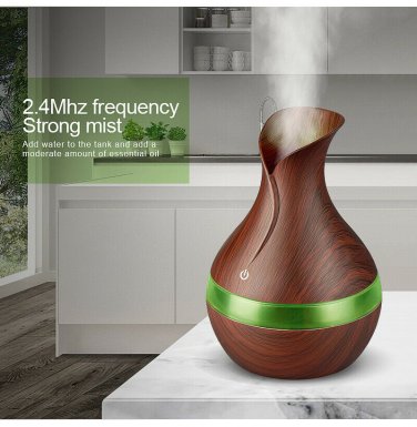 300ML USB Aroma Air Diffuser Wood Ultrasonic Humidifier - 7 colors (Wood Grain)