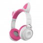 Cat Ear Colorful Light Up Bluetooth Headphones, Noise-Cancelling Folding - Pink