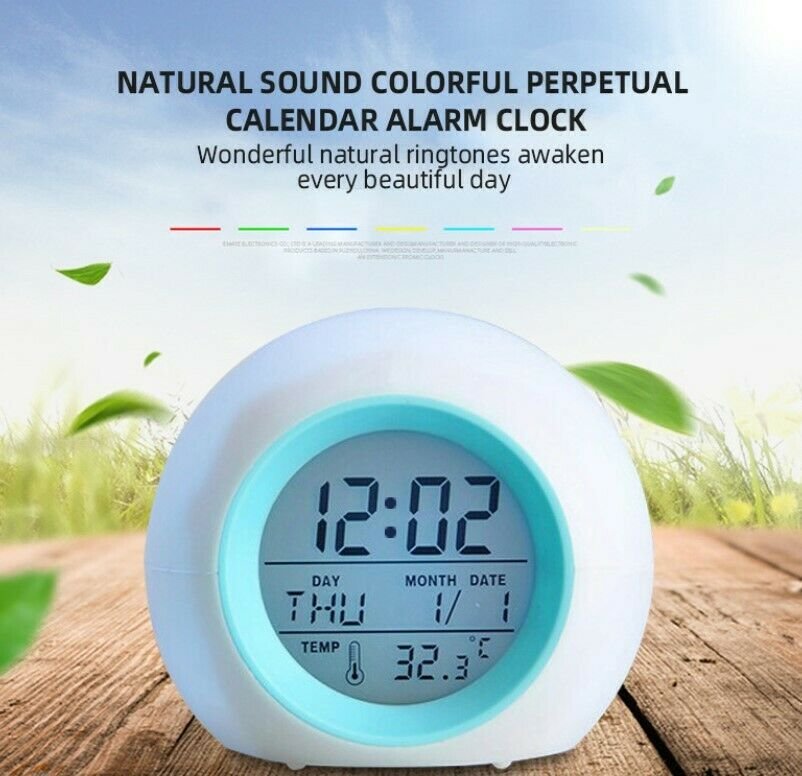 Kids Alarm Clock, Update 2020 Model, 7 Color Changing Night Light, Snooze Touch