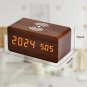 Wooden Digital Alarm Clock with Qi Wireless Charging Pad, Calendar, Temp Display