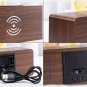 Wooden Digital Alarm Clock with Qi Wireless Charging Pad, Calendar, Temp Display