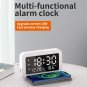 Compact Alarm Clock with Foldable Wireless Charging Pad, Night Light, USB port