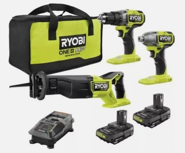 Ryobi ONE+ HP 18V Brushless Cordless 3-Tool Combo Kit PBLCK33K2N w/ 2 1.5Ah Batt
