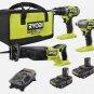 Ryobi ONE+ HP 18V Brushless Cordless 3-Tool Combo Kit PBLCK33K2N w/ 2 1.5Ah Batt