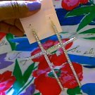 Gold Rhinstone Cross Earrings (Large)