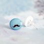 Little Mustache. Small earring posts. Sky blue Studs. Resin and sterling silver.