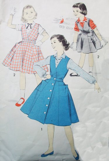50s Advance 8222 Breast 24 Size 6 Girls Dress Jumper Blouse Six Gore Deep V Neck Surplice Lined Cute