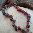 NEW RED TURQUOISE WESTERN NATURAL NUGGET NECKLACE SET