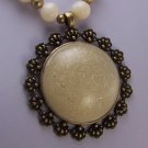 CHUNKY BEIGE OFF WHITE CIRCLE STATEMENT NECKLACE