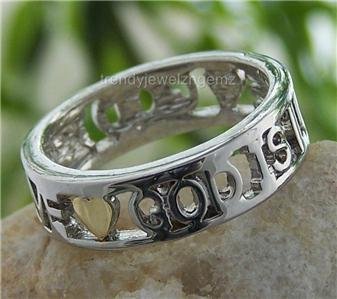 NEW RELIGIOUS GOD IS LOVE CHRISTIAN HEART RING SIZE 8