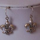 Antique Style 925 Sterling Silver French Fleur De Lis Flower Earrings