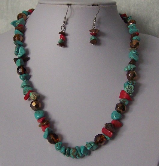 Blue Brown Red Single Strand Turquoise Semiprecious Semi Precious ...