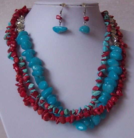 Red Blue Aqua Teal Mix Turquoise Semiprecious Semi Precious Western ...