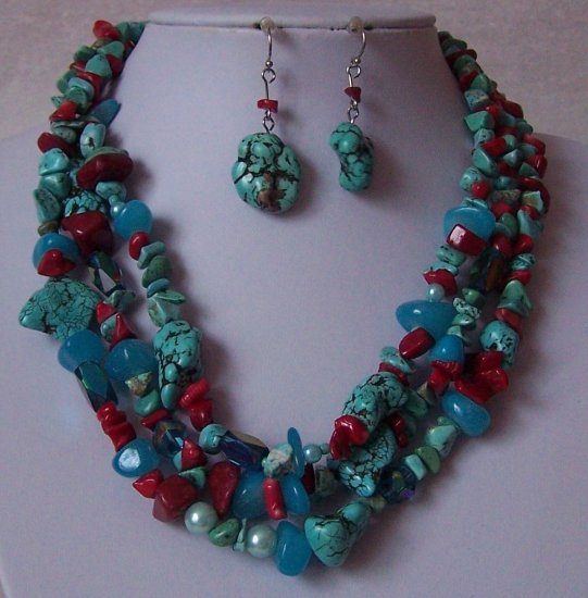 Blue Red Pearl Mix Turquoise Semiprecious Semi Precious Western ...