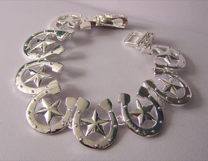 Western Cowgirl Horseshoe Horse Shoe Lonestar Texas Star Bracelet