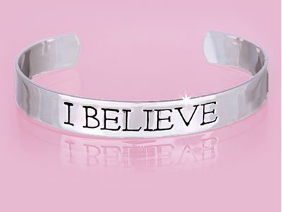 Silver Tone I Believe Bracelet