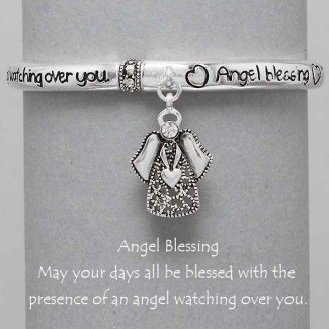 Religious Guardian Angel Blessing Heart Charm Bracelet