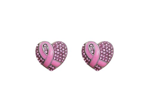 Pink Ribbon Breast Cancer Awareness Crystal Earrings