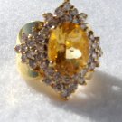 MUST SELL 18K solid yellow gold ring w/4 ct citrine & 44 diamonds  4 3/4