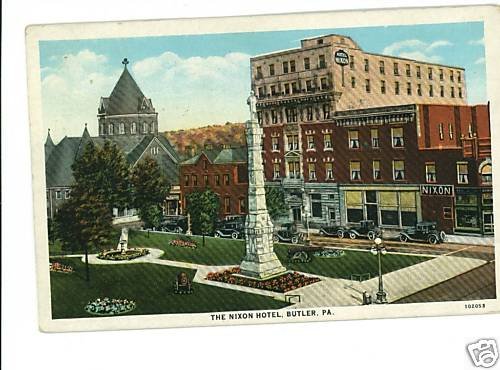 BUTLER PENNSYLVANIA PA NIXON HOTEL 1929 POSTCARD
