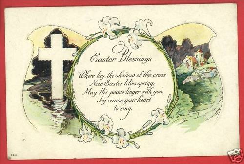 EASTER BLESSING CROSS LILLIES POSTCARD