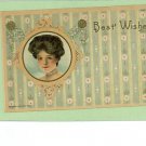 H WESSLER WOMAN BEST WISHES 1909 ARTIST SIGNED POSTCARD