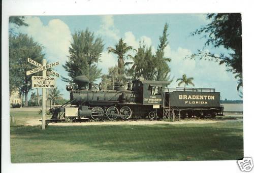 BRADENTON FL FLORIDA CITY OF LOCOMOTIVE POSTCARD