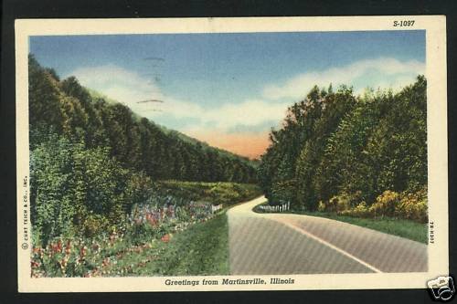 MARTINSVILLE IL ILLINOIS GREETINGS FROM 1952 POSTCARD
