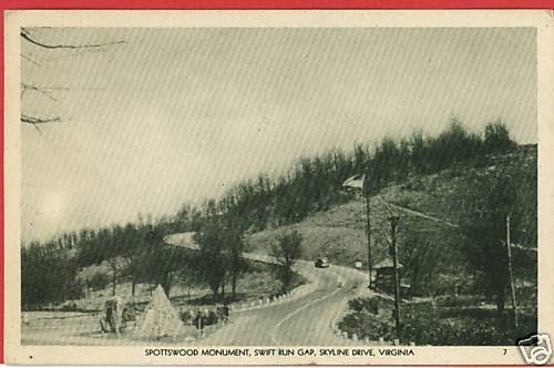 SPOTTSWOOD MONUMENT SKYLINE DRIVE VIRGINIA POSTCARD