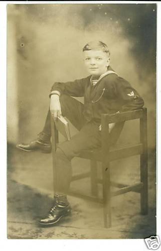 RPPC BOY SAILOR SUIT BOOK REAL PHOTO POSTCARD