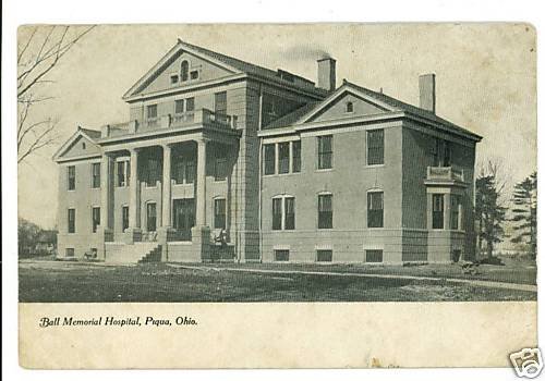 PIQUA OHIO OH BALL MEMORIAL HOSPITAL UND BACK POSTCARD