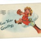 NEW YEAR GIRL COMING OUT OF CHAMPAGNE BOTTLE  POSTCARD
