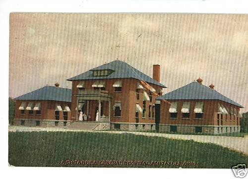 ASHTABULA OHIO GENERAL HOSPITAL 1908 POSTCARD